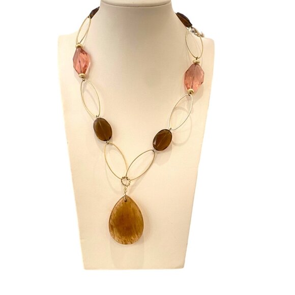 Lia Sophia Jewelry - Lia Sophia large chain necklace Brown Beige Gold Tone